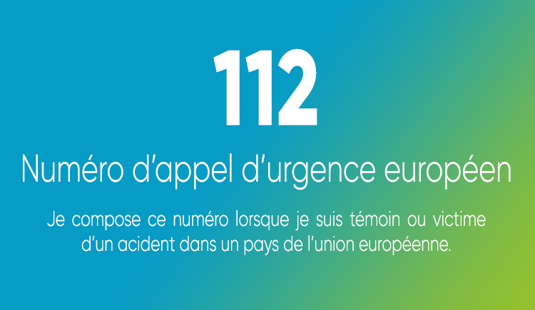 112, numéro d'appel d'urgence européen, pour informer d'un accident vous concernant ou concernant autrui dans un pays de l'union européenne.