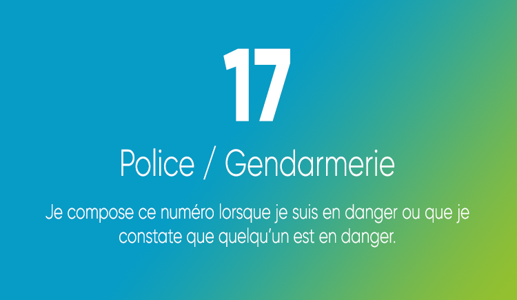 17, police et gendarmerie, pour informer d'un danger vous concernant ou concernant autrui.
